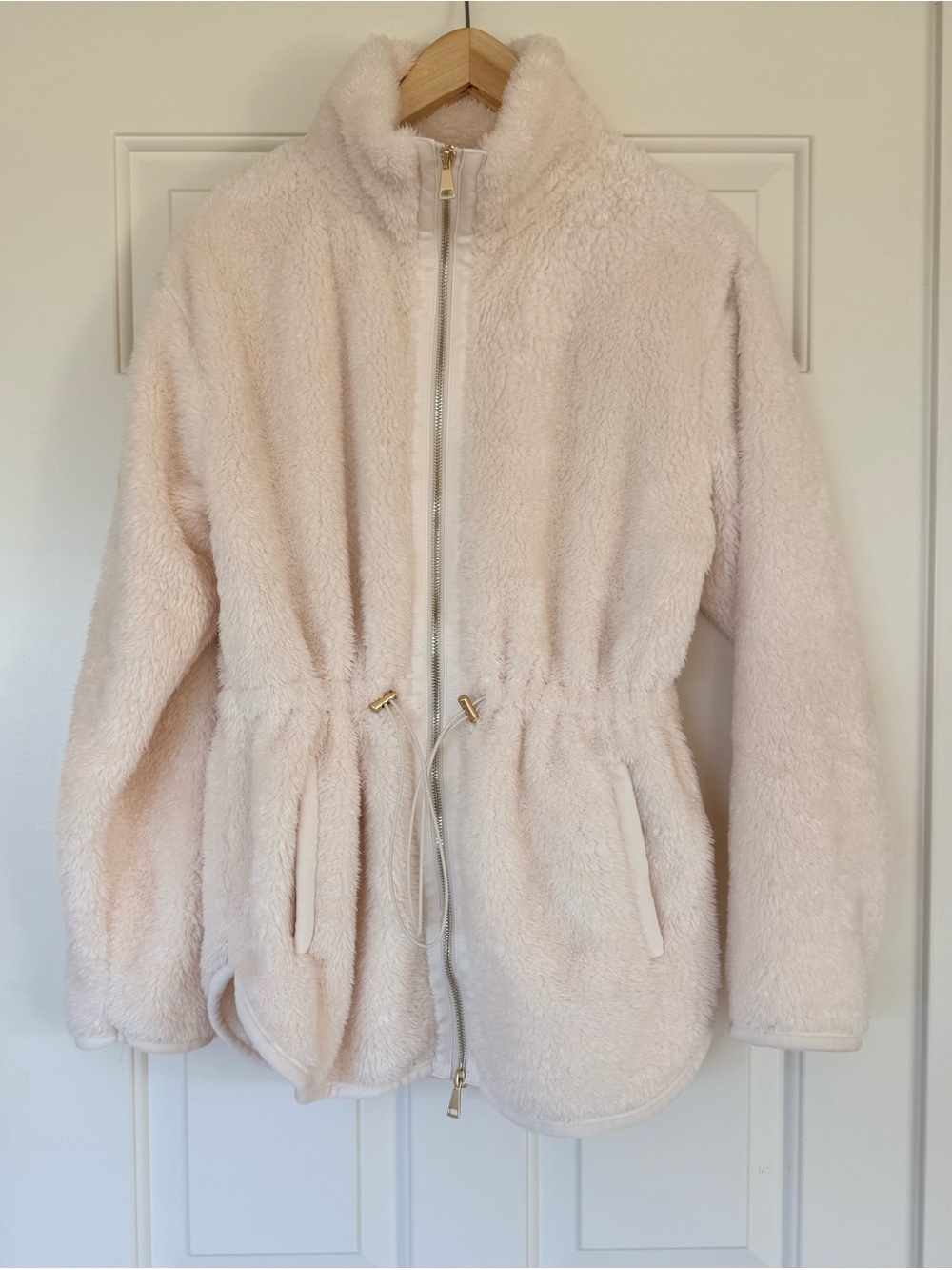 Softies Plush Teddy Jacket with Drawstring Waist in Cream M